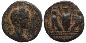 PHOENICIA. Arados. Trajan, 98-117. Ae (bronze, 4.04 g, 17 mm). [ΑΥΤ ΚΑΙΣΑΡ ΝΕΡΟΥ ΤΡΑΙ ΣΕΒ ΓΕΡΜ ΔΑΚ] Laureate head of Trajan right. Rev. ΑΡΑΔΙΩΝ Tall v...