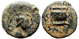 Uncertain. Ae (bronze, 1.02 g, 13 mm). Female bust right. Rev. Altar. Fine.