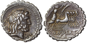Q. Antonius Balbus, 83-82 BC. Denarius (silver, 3.80 g, 19 mm), Rome. Laureate head of Jupiter to right; behind, S•C; below, K•. Rev. Q• ANT O•B AL B ...