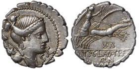 Ti. Claudius Nero, 79 BC Denarius (silver, 3.93 g, 19 mm), Rome. SC Draped bust of Diana right, bow and quiver over shoulder. Rev. XVI / TI CLAVD TI F...