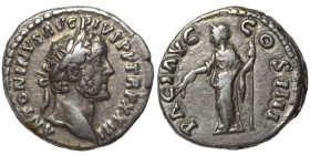 Antoninus Pius, 138-161. Denarius (silver, 3.16 g, 18 mm), Rome, 159-160. ANTONINVS AVG PIVS P P TR P XXIII Laureate head of Antoninus Pius to right. ...
