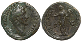 Antoninus Pius, 138-161. Sestertius (bronze, 27.64 g, 33 mm), Rome. ANTONINVS AVG PIVS P P TR P COS IIII Laureate head right. Rev. FELICITAS AVG S C F...