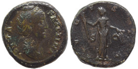 Diva Faustina Senior, died 141 AD. Sestertius (bronze, 27.70 g, 31 mm), Rome. DIVA FAVSTINA Draped bust right. Rev. AVGVSTA S C Ceres standing left, h...