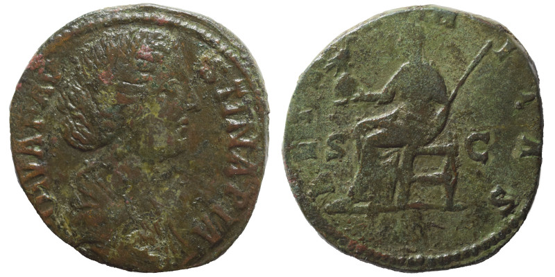 Diva Faustina Senior, died 141 AD. Sestertius (bronze, 21.31 g, 32 mm), Rome. DI...