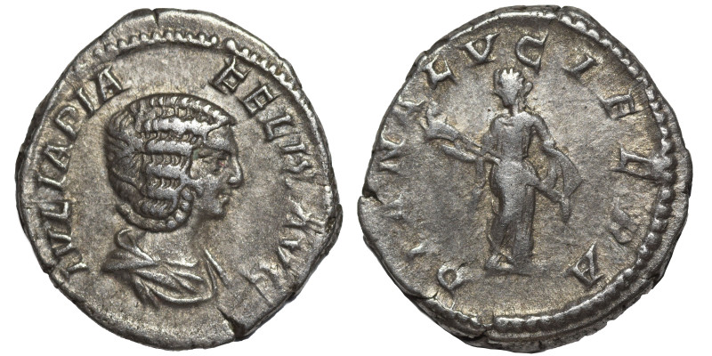 Julia Domna, Augusta, 193-217. Denarius (silver, 3.16 g, 19 mm), Rome, 212-214. ...