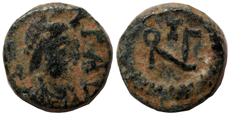 Zeno, 476-491. Nummus (bronze, 0.70 g, 9 mm), Thessalonica or Nicomedia. Pearl-d...