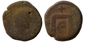 Justin I, 518-527. Pentanummium (bronze, 2.21 g, 13 mm), uncertain mint (Constantinople?). D N IVSTINVS P P AVI Diademed, draped and cuirassed bust of...