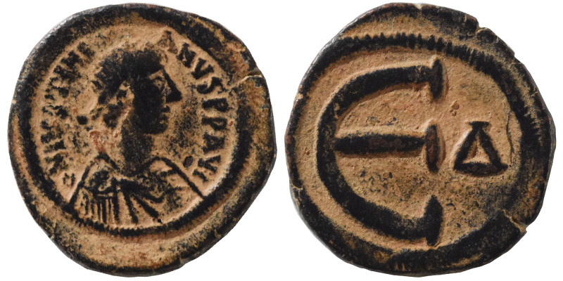 Justinian I, 527-565. Pentanummium (bronze, 3.48 g, 19 mm), Constantinople. D N ...