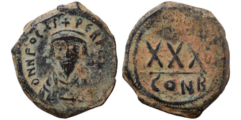 Phocas, 602-610. Three-quarter follis (bronze, 9.82 g, 30 mm), Constantinople. D...