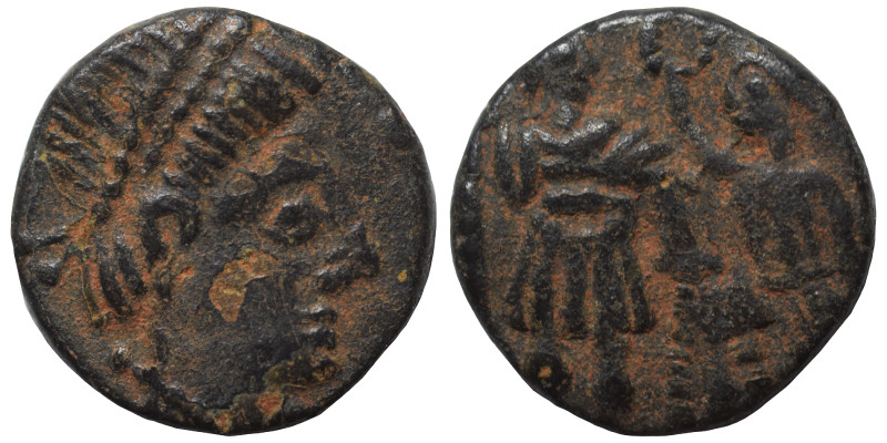 Uncertain barbaric imitation of Roman follis, circa 5th century. Ae (bronze, 1.4...