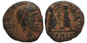 Uncertain barbaric imitation of Roman follis, circa 5th century. Ae (bronze, 0.82 g, 12 mm). Nearly very fine.