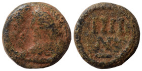 VANDALS. Municipal coinage of Carthage, circa 480-533. 4 Nummi (bronze, 1.43 g, 10 mm), circa 523-533. Diademed, draped and cuirassed imperial bust to...