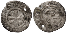 CRUSADERS. Tripoli. Raymond II or III. 1137-1187. AR Denier (silver, 0.73 g, 16 mm). Type 2. + RAMVNDVS COMS Cross pattée; pellets in first and second...