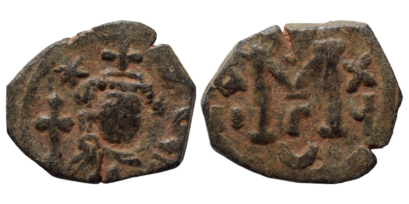 Time of the Rashidun. Pseudo-Byzantine types. Fals (bronze, 2.60 g, 20 mm), Arab...