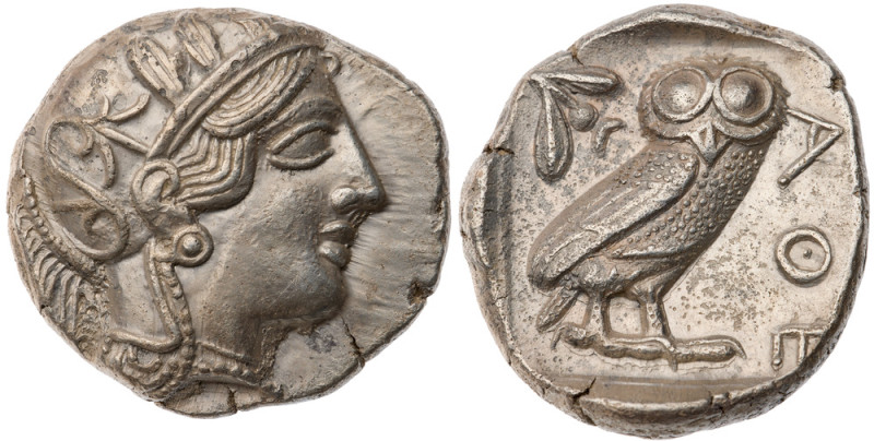 Attica. Athens. AR Tetradrachm (17.1 gr.), 440-404 BC. Helmeted head of Athena r...