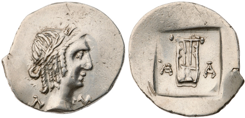 Lycian League. Masikytes. AR Hemidrachm (weight), 48-42 BC. Λ-Υ; Laureate head o...