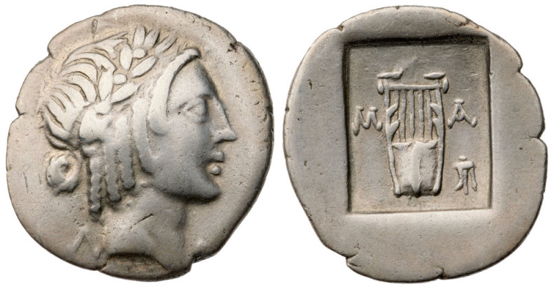 Lycian Leauge. Masikytes. AR Hemidrachm (1.7 gr.), 29-20 BC. Λ-Υ, laureate head ...