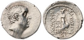 Kings of Cappadocia. Ariobarzanes I Philoromaeus. AR Drachm (weight), 96-66/3 BC. Eusebeia under Mount Argaeus, dated Year 30, 31 or 32. Diademed head...