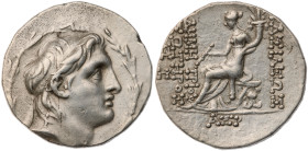 Seleukid Empire. Demetrios I Soter. AR Tetradrachm (weight), 162-150 BC. Antioch on the Orontes. Dated SE 161 (152/1 BC). Diademed head right within l...