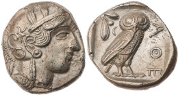 Egypt. Pharaonic Kingdom. Uncertain Pharaoh(s). AR Tetradrachm (17.1 gr.), Late 5th-mid 4th centuries BC. Imitating Athens. Helmeted head of Athena to...