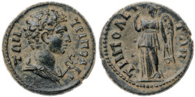 Lydia. Tripolis. Time of the Antonines. Bronze Æ (3.9 gr.), AD 138-192. Pseudo-Autonomous Issue. TΡΙΠΟΛΕΙΤΩΝ Draped bust of Hermes; in field to right ...