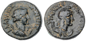 Caria. Trapezopolis. Time of Septimius Severus to Gallienus. Bronze Æ (3.2 gr.), AD 193-268. Pseudo-Autonomous Issue. Laureate head right / Draped bus...