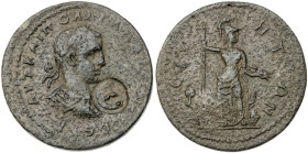 Pamphylia. Side. Gallienus. Bronze Æ (17.7 gr.), AD 253-268. AVT KAI ΠO ΛΙ ΓAΛΛIHNOC CЄB Laureate, draped and cuirassed bust right / CIΔHTΩN Athena st...