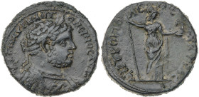 Galatia. Ancyra. Caracalla. Æ Tetrassarion (14.7 gr.), AD 198-217. AYT•K•M•AYPH•ANTΩNЄINOC•AYΓΟ Laureate, draped and cuirassed bust of Caracalla to ri...