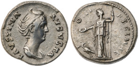 Faustina Junior. Augusta. AR Denarius (3.3 gr.), AD 147-175. Rome, struck under Marcus Aurelius and Lucius Verus, circa AD 161-164. Draped bust right,...