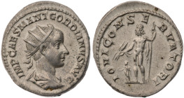 Gordian III. AR Antoninianus (4.3 gr.), AD 238-244. Rome, 2nd officina. 1st emission, June-end December AD 238. Radiate, draped, and cuirassed bust ri...