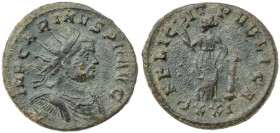 Carinus. Antoninianus (4.1 gr.), AD 283-285. Ticinum, 4th officina. 4th emission, AD 283. Radiate, draped, and cuirassed bust right / Felicitas standi...
