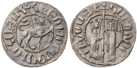 Armenian Kingdom. Cilician Armenia. Hetoum I. AR Tram (3.1 gr.), 1226-1270. Zabel and Hetoum standing facing one another, each crowned with head facin...