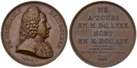 France. Kingdom. Æ Medal (37.8 gr.), 1816. PH; NERICAULT / DESTOUCHES. Bust to right, below signature CAUONIS F. / NE A TOURS EN M. DC. LXXX. MORT IN ...
