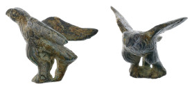 Roman Eagle Statuette. Bronze Æ (13 gr.), 1st - 5th Century AD. A eagle standing on an irregular base, with semi-naturalistic detailing to the feather...