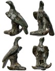 Roman Eagle on Ram's Head Statuette. Bronze Æ (33.5 gr.), 1st - 2nd Century AD. A bronze figure of an eagle with folded wings perching on the head of ...