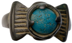 Roman Ring with Pentagram. Bronze Æ (3.3 gr.), 1st - 2nd Century AD. A simple bronze ring. The face is incised with a central pentagram, dots in the c...