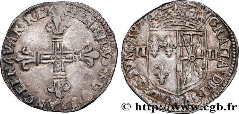 HENRY IV
Type : Quart d'écu de Navarre 
Date : 1597 
Mint name / Town : Saint-Pa...