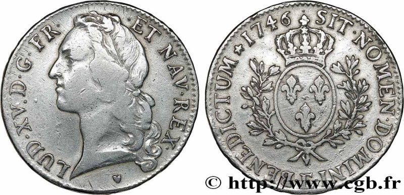 LOUIS XV THE BELOVED
Type : Écu dit “au bandeau” 
Date : 1746 
Mint name / Town ...