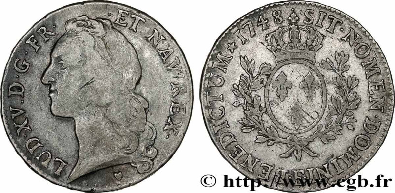 LOUIS XV THE BELOVED
Type : Écu dit "au bandeau" 
Date : 1748 
Mint name / Town ...