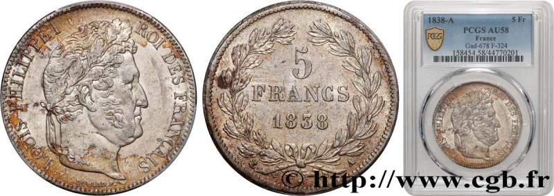 LOUIS-PHILIPPE I
Type : 5 francs IIe type Domard 
Date : 1838 
Mint name / Town ...