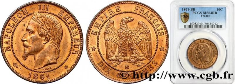 SECOND EMPIRE
Type : Dix centimes Napoléon III, tête laurée 
Date : 1861 
Mint n...