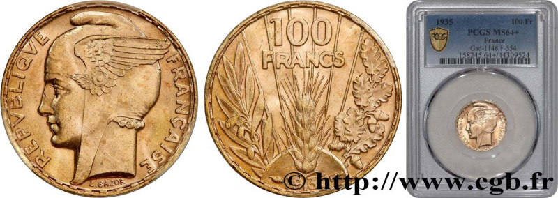 III REPUBLIC
Type : 100 francs or, Bazor 
Date : 1935 
Mint name / Town : Paris ...