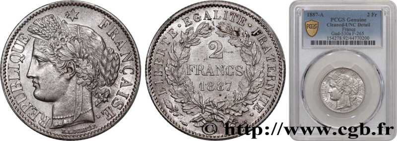 III REPUBLIC
Type : 2 francs Cérès, avec légende 
Date : 1887 
Mint name / Town ...