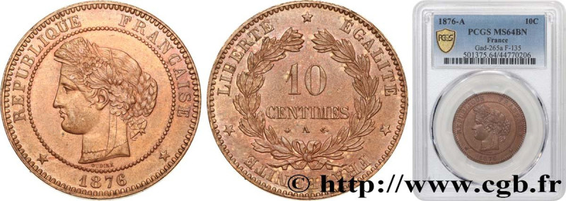 III REPUBLIC
Type : 10 centimes Cérès 
Date : 1876 
Mint name / Town : Paris 
Qu...