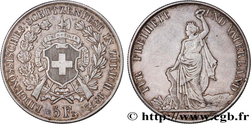 SWITZERLAND
Type : 5 Franken, concours de tir de Zurich 
Date : 1872 
Quantity m...