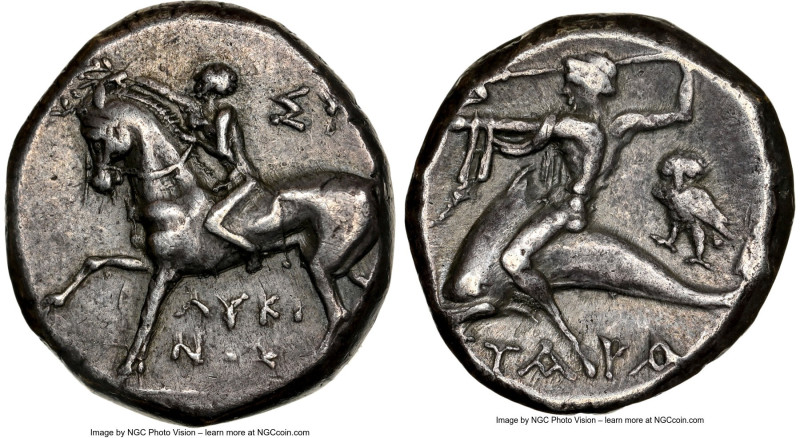 CALABRIA. Tarentum. Ca. 281-240 BC. AR stater or didrachm (19mm, 6.49 gm, 5h). N...