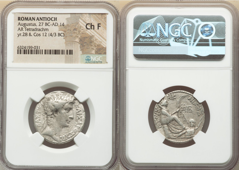 SYRIA. Antioch. Augustus (27 BC-AD 14). AR tetradrachm (26mm, 12h). NGC Choice F...