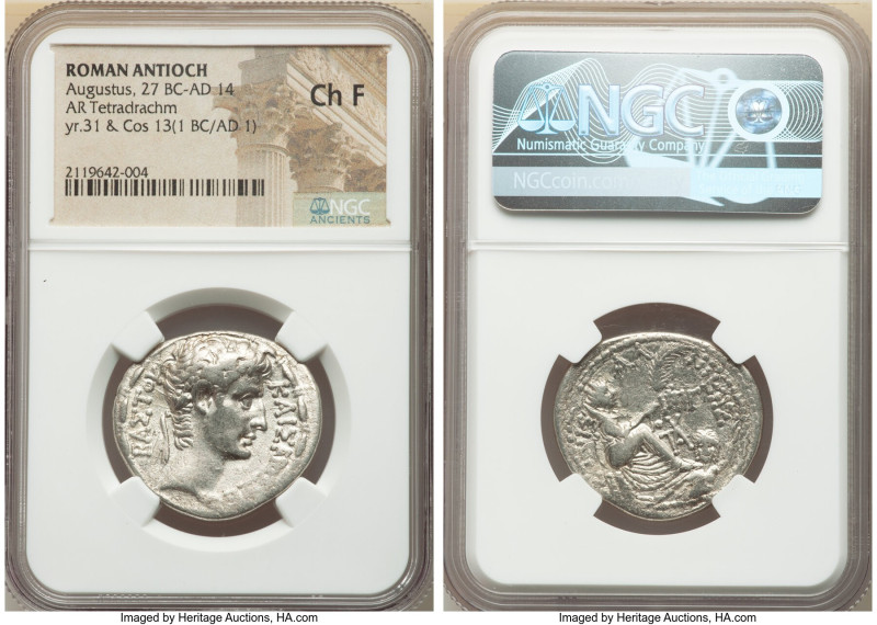 SYRIA. Antioch. Augustus (27 BC-AD 14). AR tetradrachm (29mm, 11h). NGC Choice F...