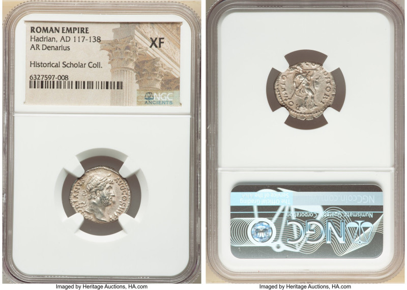 Hadrian (AD 117-138). AR denarius (18mm, 6h). NGC XF. Rome, ca. AD 130. HADRIANV...