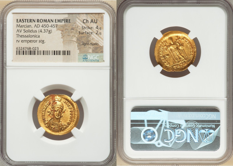 Marcian, Eastern Roman Empire (AD 450-457). AV solidus (21mm, 4.37 mm, 5h). NGC ...